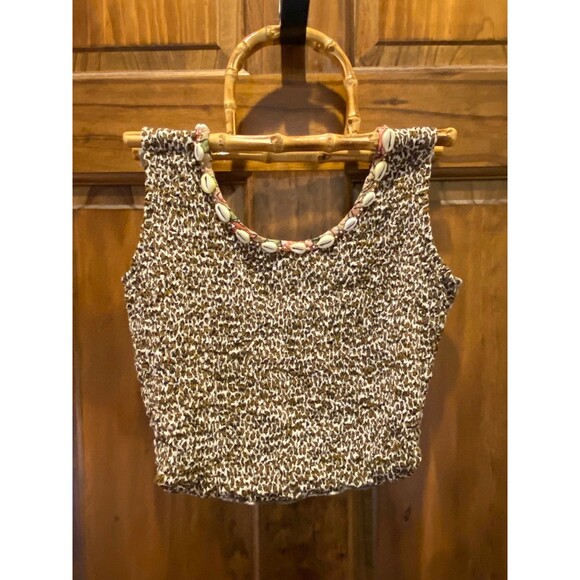 Faith by Celia Forrester Smocked Unique Boho Hipster Handbag With Bamboo Handles - Picture 3 of 12